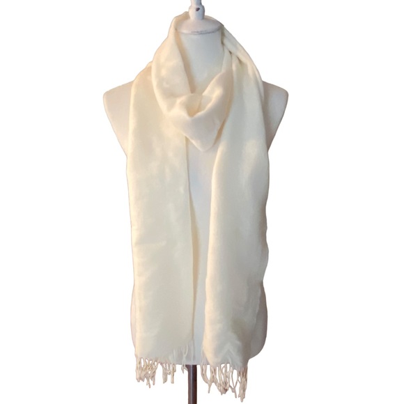 J. Crew Accessories - J.Crew lightweight Raw Edge Fringe Cream Scarf